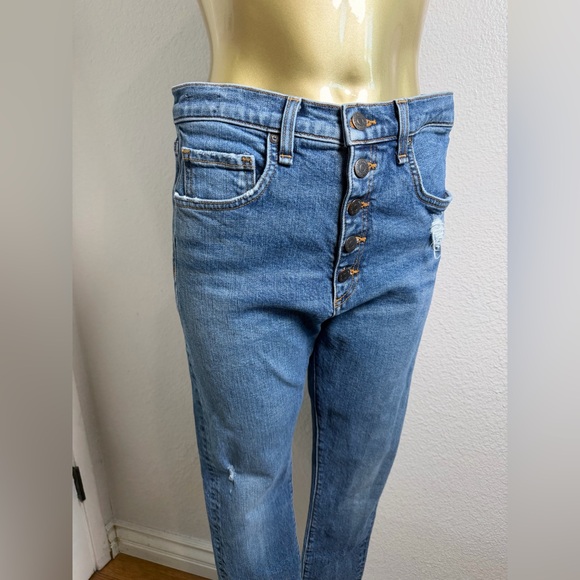 Veronica Beard Blue Button-Fly Straight Jeans 28 - Picture 2 of 10